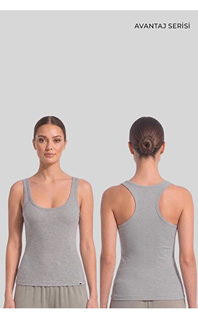 Mısırlı Kadın Kaşkorse Sporcu T-Shirt Gri Melanj