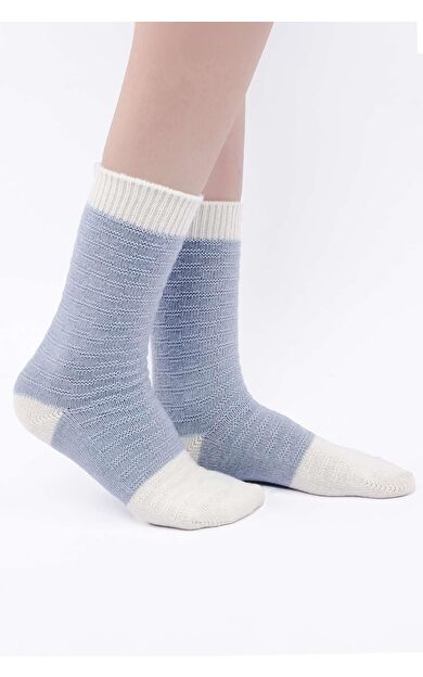 Mısırlı Kadın Koyun Yünü Tekli Soket Çorap Mavi