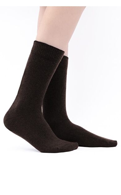 Mısırlı Kadın Koyun Yünü Tekli Soket Çorap Kahverengi