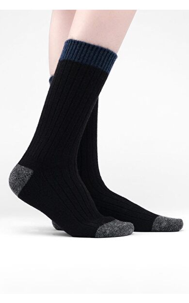 Mısırlı Kadın Kuzu Yünü Tekli Soket Çorap Siyah