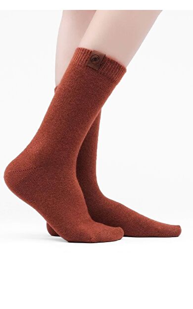 Mısırlı Kadın Kuzu Yünü Tekli Soket Çorap Kiremit