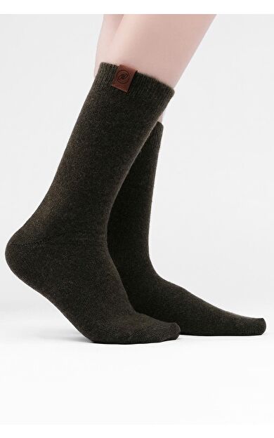 Mısırlı Kadın Kuzu Yünü Tekli Soket Çorap Haki