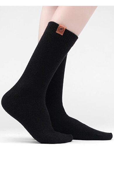Mısırlı Kadın Kuzu Yünü Tekli Soket Çorap Siyah