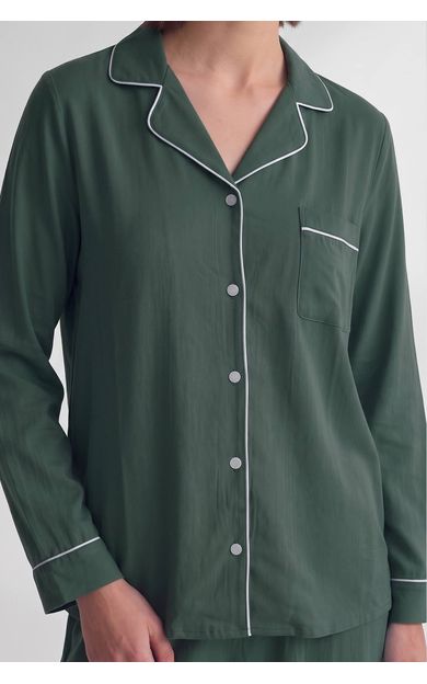 Mısırlı Kadın Modal Biye Detaylı Pijama Takım Yeşil