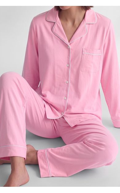 Mısırlı Kadın Modal Biye Detaylı Pijama Takım Açık Pembe