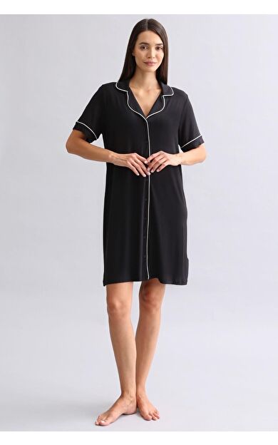Mısırlı Kadın Modal Gecelik Siyah