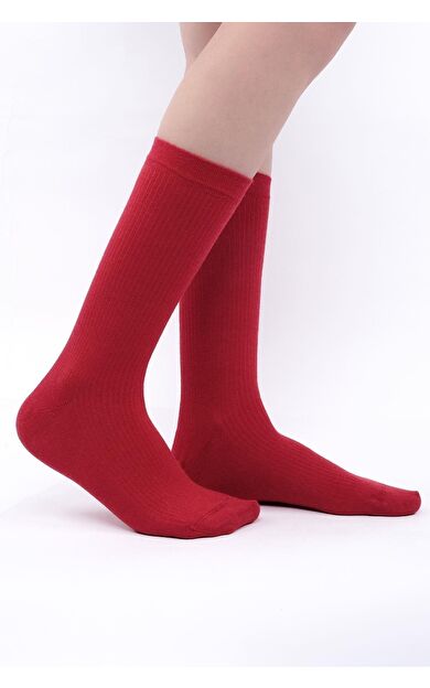 Mısırlı Kadın Modal Kaşmir Tekli Soket Çorap Kırmızı