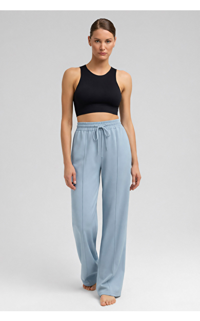 Mısırlı Kadın Modal Önü Dikişli Düz Paça Pantolon Mavi