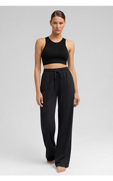 Mısırlı Kadın Modal Önü Dikişli Düz Paça Pantolon Antrasit