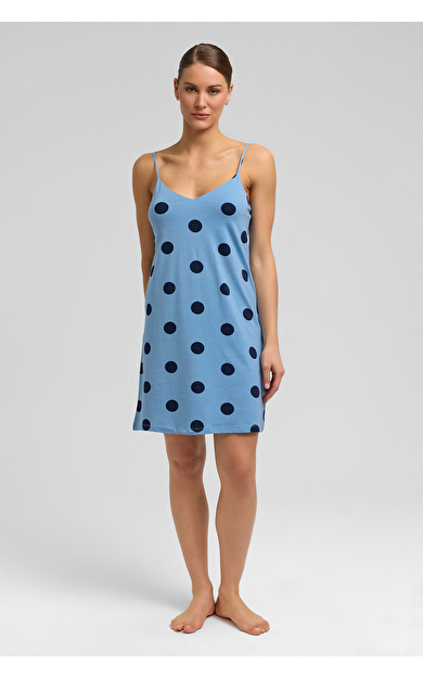 Mısırlı Kadın Modal Örme İp Askılı Gecelik Bebe Mavi