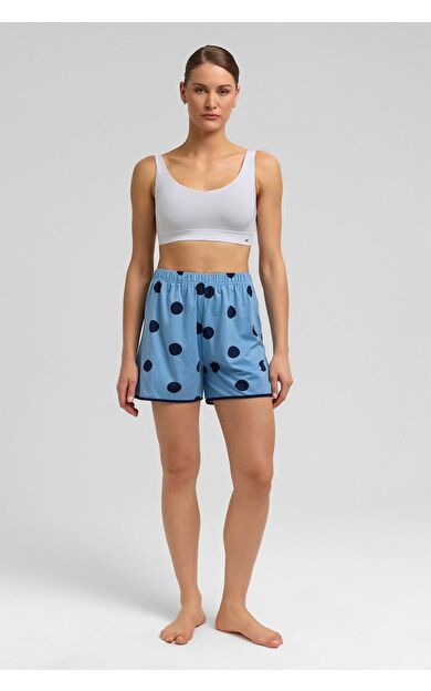Mısırlı Kadın Modal Örme Puantiyeli Şort Bebe Mavisi