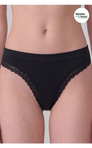 Mısırlı Kadın Modal Seamless Tanga Slip Siyah
