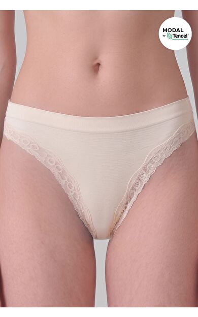 Mısırlı Kadın Modal Seamless Tanga Slip Ekru