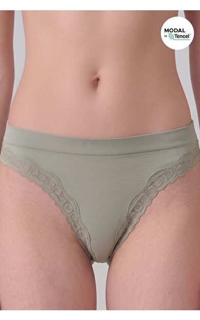 Mısırlı Kadın Modal Seamless Tanga Slip Çağla Yeşili