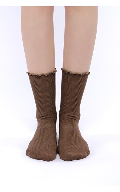 Mısırlı Kadın Modal Tekli Soket Çorap Kahverengi