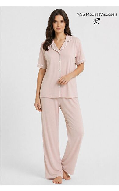 Mısırlı Kadın Modal Pijama Takım Açık Pembe