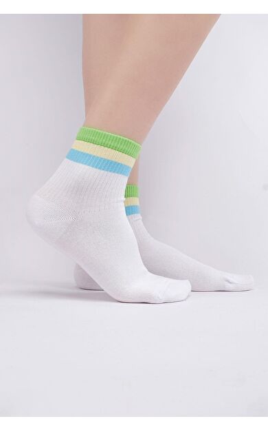 Mısırlı Kadın Organik Pamuk Tekli Yazlık Kısa Konç Çorap Beyaz