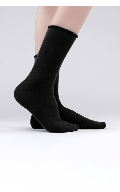 Mısırlı Kadın Organik Pamuklu Havlu Tekli Soket Çorap Siyah