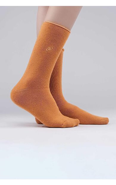 Mısırlı Kadın Organik Pamuklu Havlu Tekli Soket Çorap Hardal