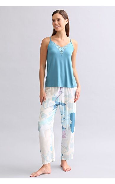 Mısırlı Kadın Örme İp Askılı Atlet Lacivert