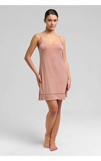 Mısırlı Kadın Örme İp Askılı Gecelik Somon