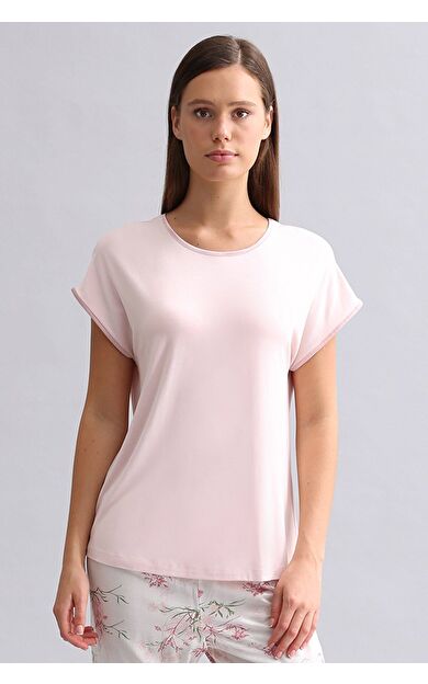 Mısırlı Kadın Örme Kısa Kol T-Shirt Açık Pembe