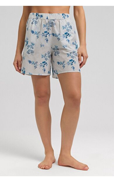 Mısırlı Kadın Pamuk Beli Lastikli Şort Beyaz