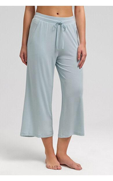 Mısırlı Kadın Pamuk Kapri Pijama Açık Mavi