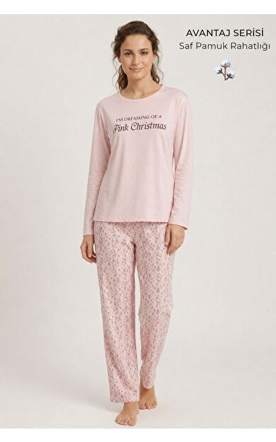Kadın Tavşan Desenli Pijama Takımı AÇIK SARI