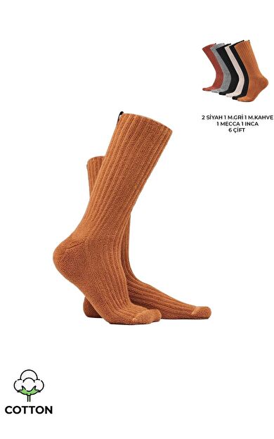 Mısırlı Kadın Pamuklu Havlu 6 Çift Kutulu Soket Çorap Çok Renkli