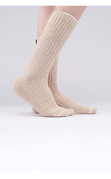 Mısırlı Kadın Pamuklu Havlu Tekli Soket Çorap Kahverengi