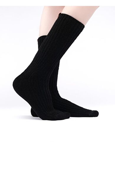 Mısırlı Kadın Pamuklu Havlu Tekli Soket Çorap Siyah