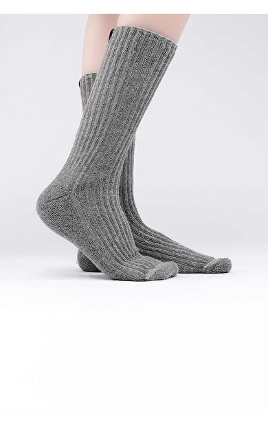Mısırlı Kadın Pamuklu Havlu Tekli Soket Çorap Gri