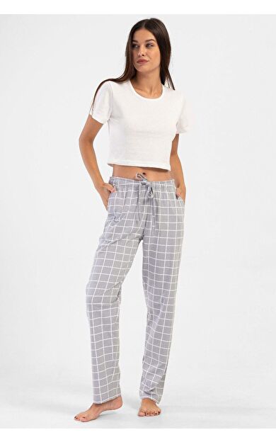 Mısırlı Kadın Pamuklu Pijama Altı Taş Rengi