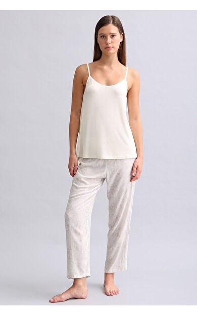 Mısırlı Kadın Saten Dar Paça Alt Pijama Gri