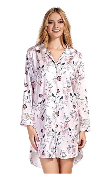 Mısırlı Kadın SATEN Uzun Kollu Gömlek Krem