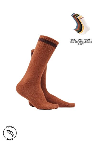 Mısırlı Kadın Soft Peluş Termal 6 Çift Kutulu Soket Çorap Çok Renkli