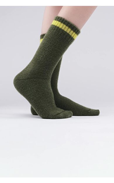 Mısırlı Kadın Soft Peluş Termal Tekli Soket Çorap Haki