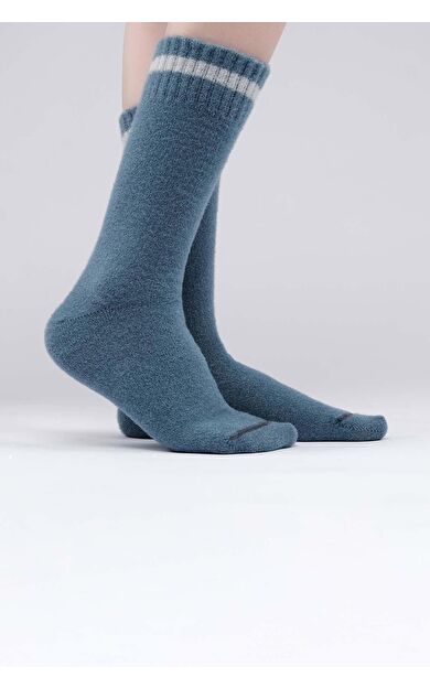 Mısırlı Kadın Soft Peluş Termal Tekli Soket Çorap Petrol Mavisi