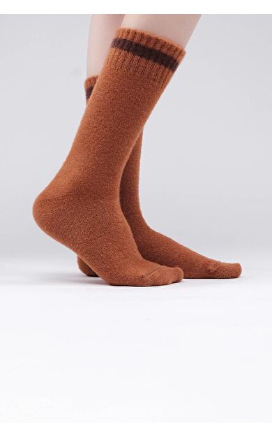 Mısırlı Kadın Soft Peluş Termal Tekli Soket Çorap Kiremit