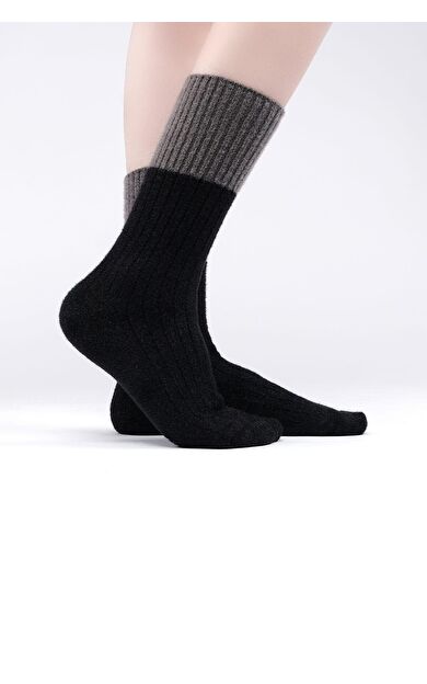 Mısırlı Kadın Soft Peluş Termal Tekli Soket Çorap Siyah