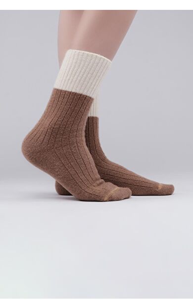 Mısırlı Kadın Soft Peluş Termal Tekli Soket Çorap Bej