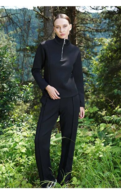 Mısırlı Kadın Uzun Kollu Eşofman Takımı Siyah