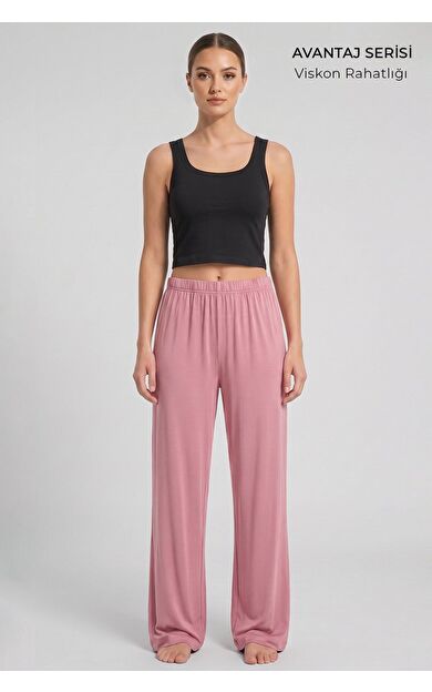 Mısırlı Kadın Viskon Alt Pijama Açık Pembe