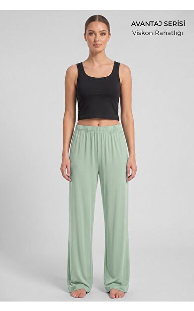 Mısırlı Kadın Viskon Alt Pijama Mint