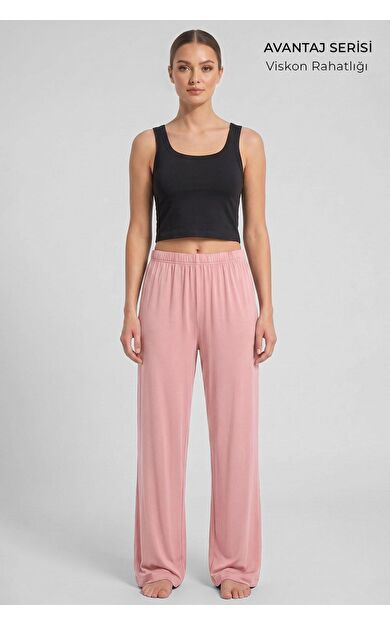 Mısırlı Kadın Viskon Alt Pijama Pembe