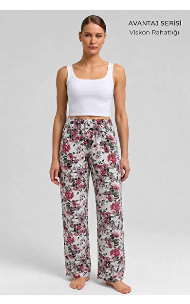 Mısırlı Kadın Viskon Alt Pijama Su Yeşili