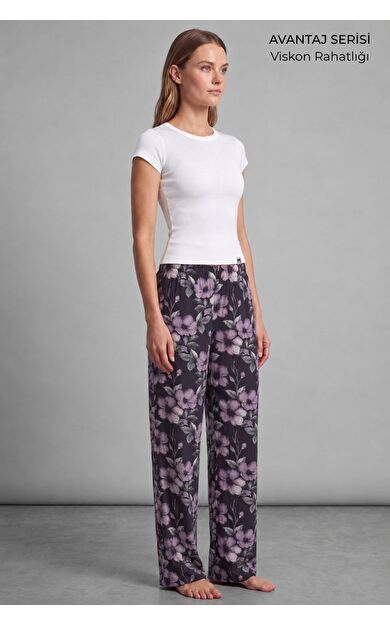 Mısırlı Kadın Viskon Alt Pijama Siyah