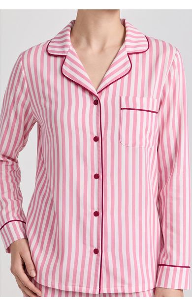 Mısırlı Kadın Viskon Çizgili Pijama Takım Açık Pembe
