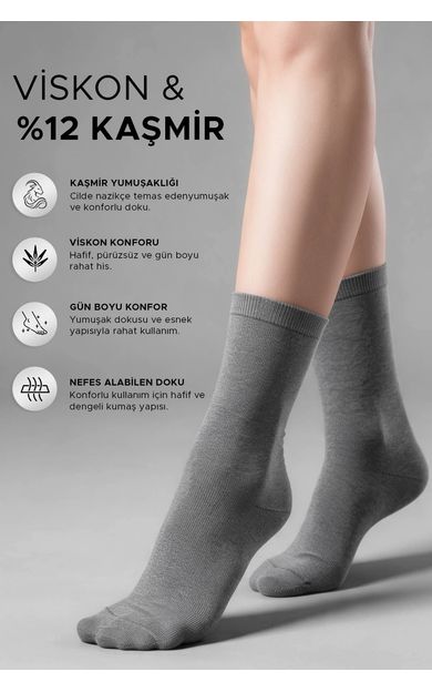 Mısırlı Kadın Viskon & Kaşmir Çorap Antrasit